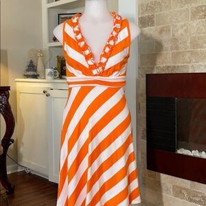 Ventti orange and white cotton dress